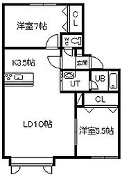 APiAハイム2 2LDKの間取図画像