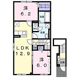 シャインハイツモア 2LDKの間取図画像