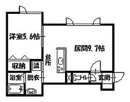BONOSハイツ 1LDKの間取図画像