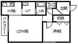 ハスコリオ旭町 1LDKの間取図画像