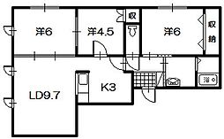 fクローバー 3LDKの間取図画像