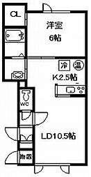 グレイス 1LDKの間取図画像