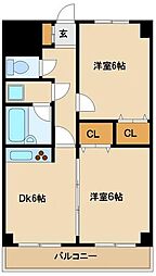 ライオンズプラザ海老名 2DKの間取図画像