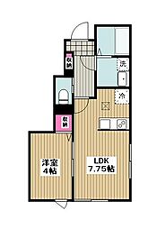 リーブルファイン相模原共和II 1LDKの間取図画像