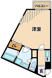 グリーンシンフォニー 2階1Kの間取り