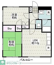 小田急小田原線 小田急相模原駅 徒歩3分の賃貸マンション 3階2LDKの間取り