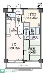 エレガンス小田急相模原 2階2LDKの間取り