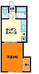 小田急小田原線 相模大野駅 徒歩15分の賃貸アパート 2階1DKの間取り