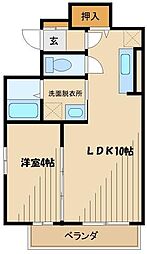 小田急江ノ島線 東林間駅 徒歩8分の賃貸アパート 1階1LDKの間取り