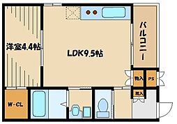 小田急小田原線 相武台前駅 徒歩5分の賃貸マンション 4階1LDKの間取り