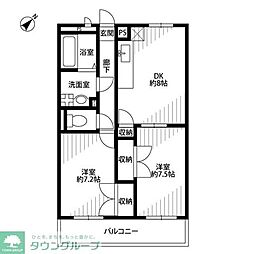 JR横浜線 古淵駅 徒歩26分の賃貸マンション 1階2DKの間取り
