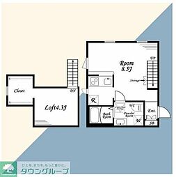 JR横浜線 町田駅 徒歩10分の賃貸アパート 1階ワンルームの間取り