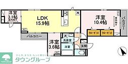 小田急小田原線 町田駅 徒歩9分の賃貸アパート 3階3LDKの間取り