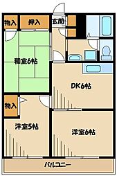 東急田園都市線 つきみ野駅 徒歩12分の賃貸マンション 3階3DKの間取り