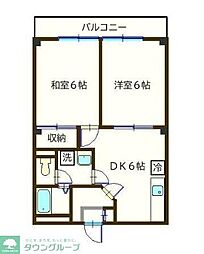 小田急江ノ島線 相模大野駅 徒歩8分の賃貸マンション 2階2DKの間取り