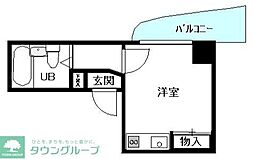 ロワール横浜 4階ワンルームの間取り