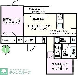 ラ・グランジュＡ 3階1SLDKの間取り