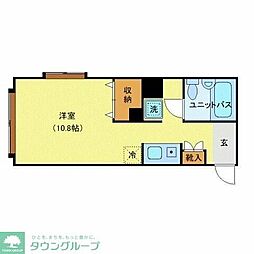 オーガスタンベイ 3階ワンルームの間取り