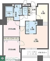ドゥーエ横浜駅前 2SLDKの間取図画像