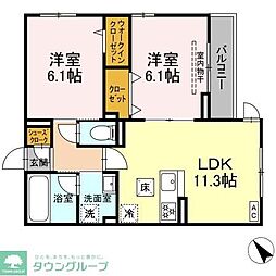 D Paina 鴨居II 2LDKの間取図画像