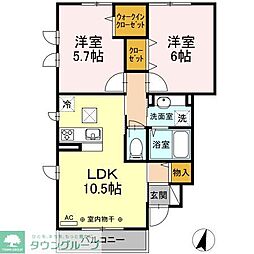 サーフィスポート滝の川2 2LDKの間取図画像