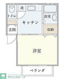 サンコーポコシバ 1Kの間取図画像