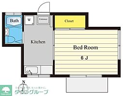 ハイツ山室B棟 1Kの間取図画像