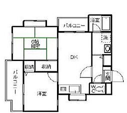 コラール大倉山 2DKの間取図画像