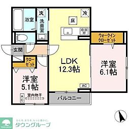 フォルテーヌ・イイクラI 2LDKの間取図画像
