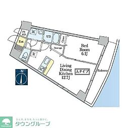 フロントフィールド横浜反町 1LDKの間取図画像