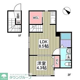 ヒルサイド西が丘 1Kの間取図画像