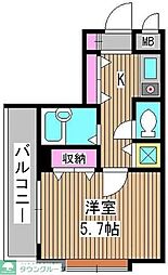 ルナ 1Kの間取図画像