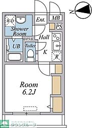 リブリ・三園 1Kの間取図画像
