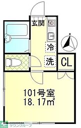 レジデンツ本蓮沼 1Kの間取図画像