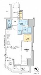プラウドフラット文京千駄木 1LDKの間取図画像