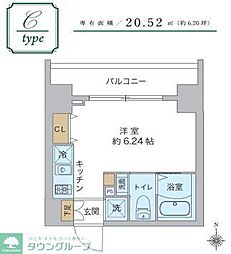 スプランディッド品川 ワンルームの間取図画像