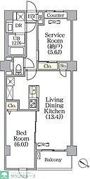 東武東上線 下赤塚駅 徒歩3分の賃貸マンション 4階1SLDKの間取り