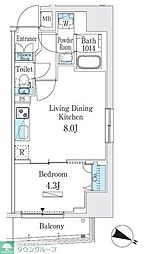 プライムブリス板橋本町 4階1LDKの間取り