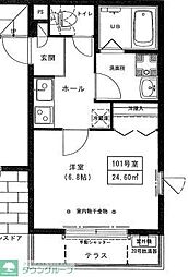 リーヴェル日暮里プレミオ 1階1Kの間取り