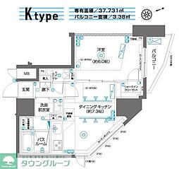 ZOOM駒込 9階1DKの間取り