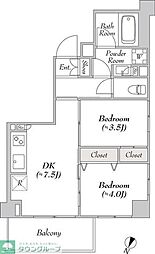 ルミーク本町ウェスト 4階2DKの間取り