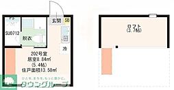 ハーモニーテラス大和町V 2階ワンルームの間取り