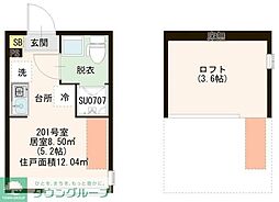 パストラルときわ台 2階ワンルームの間取り