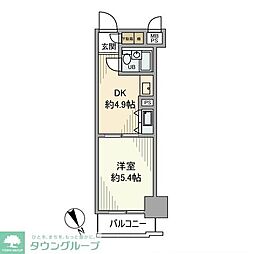 ライオンズマンション板橋 7階1DKの間取り