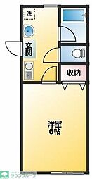 良栄住宅 2階1Kの間取り