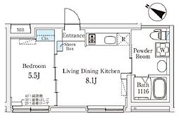 Fika池袋 2階1LDKの間取り