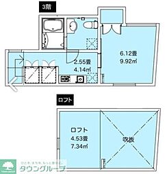 FAIR町屋2 3階1Kの間取り