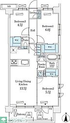 アヴァンカーサ町屋 3階3LDKの間取り