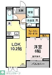 オークビレッジ 1階1LDKの間取り