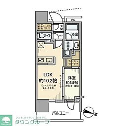 プラウド板橋区役所前 2階1LDKの間取り